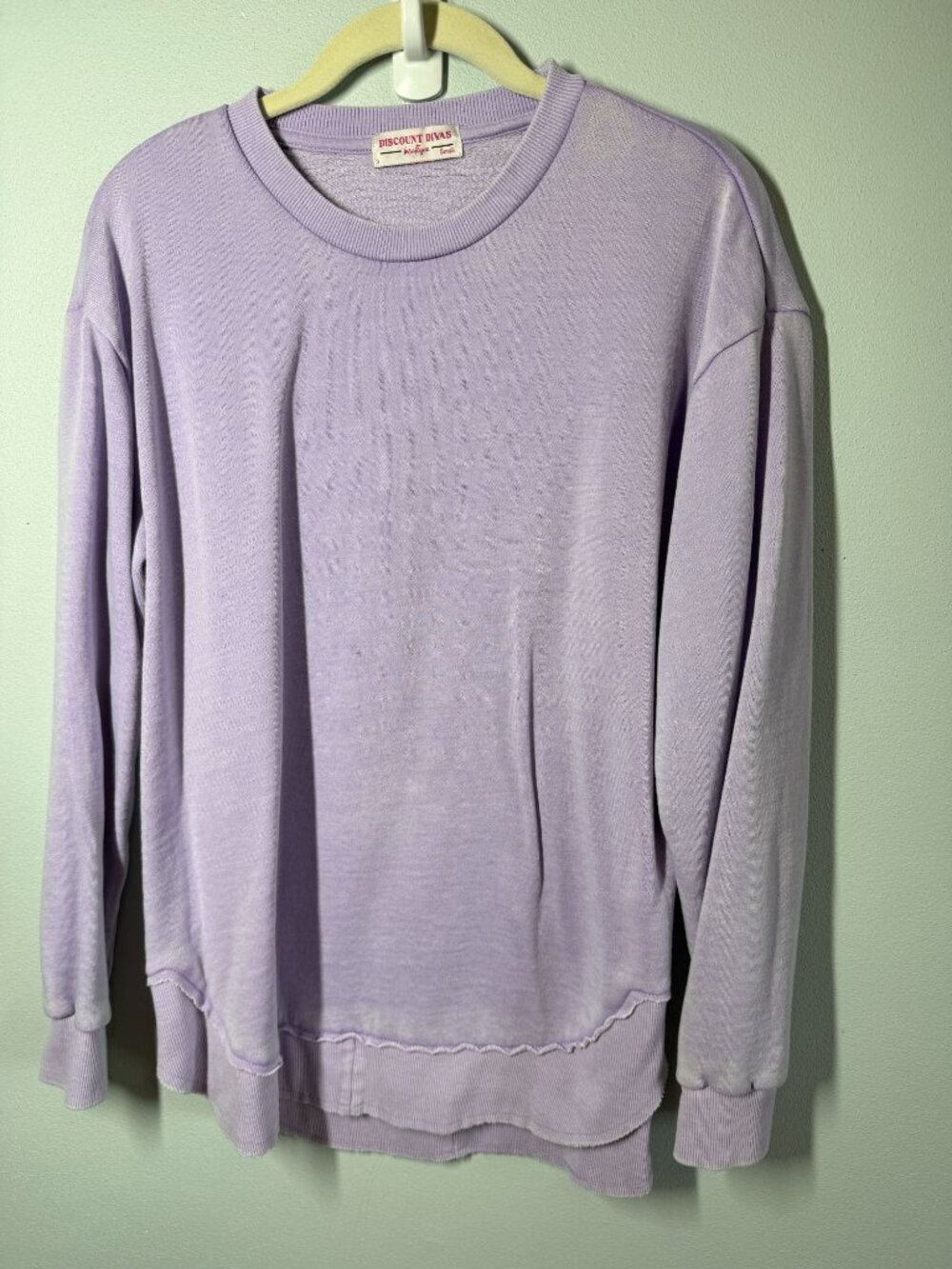 Discount Diva Womens S Purple Burnout Sweatshirt Lightweight Oversized Slouchy